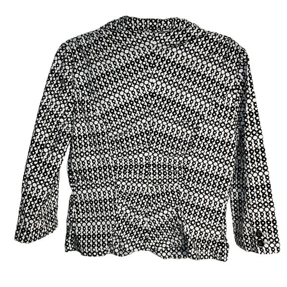 Cabi Black White Dot Print Two Button Blazer Jacket Size 8 - Picture 3 of 7